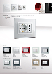 VERA 44 front plates made of glass, wood and aluminium with white DOMUS100 modules - brochure